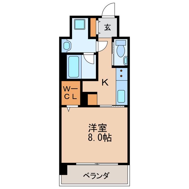 メルカーサ泉(1K/9階)の間取り写真