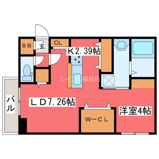 MELA VERDE(1LDK/4階)の間取り写真