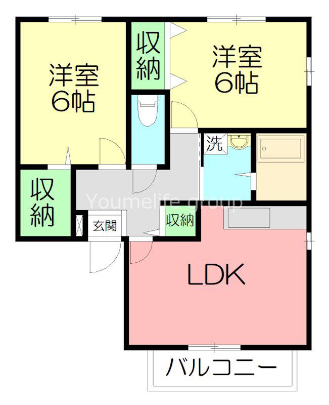 シャルマンA(2LDK/1階)の間取り写真