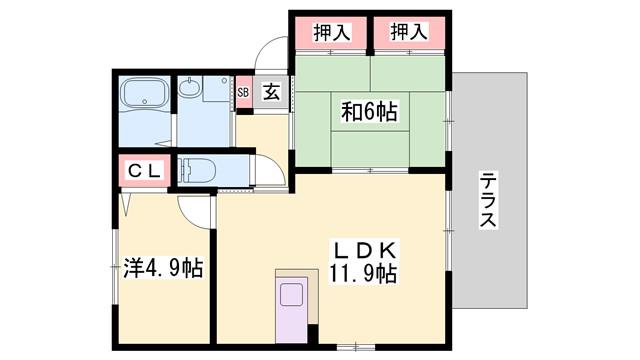 レジェンドガーデン(2LDK/1階)の間取り写真