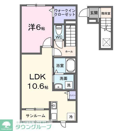 ニュー パインクレスト(1LDK/2階)の間取り写真