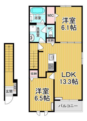 グレース メロウ H(2LDK/2階)の間取り写真