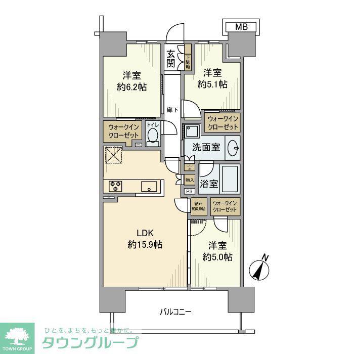 SHINTO CITY D棟(3LDK/14階)の間取り写真