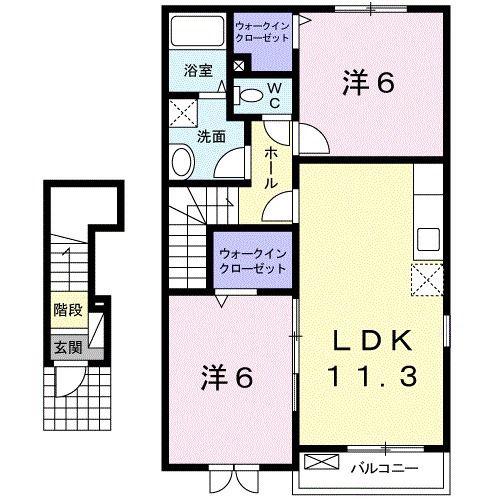 アルカンシエル(2LDK/2階)の間取り写真