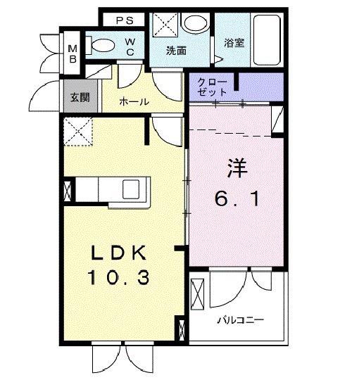 グラシアス(1LDK/3階)の間取り写真