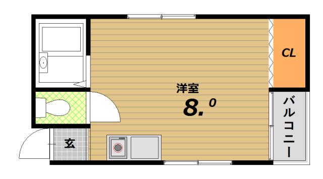 影浦マンション(1K/5階)の間取り写真