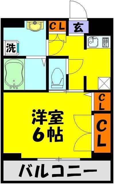 プレール川越(1K/5階)の間取り写真