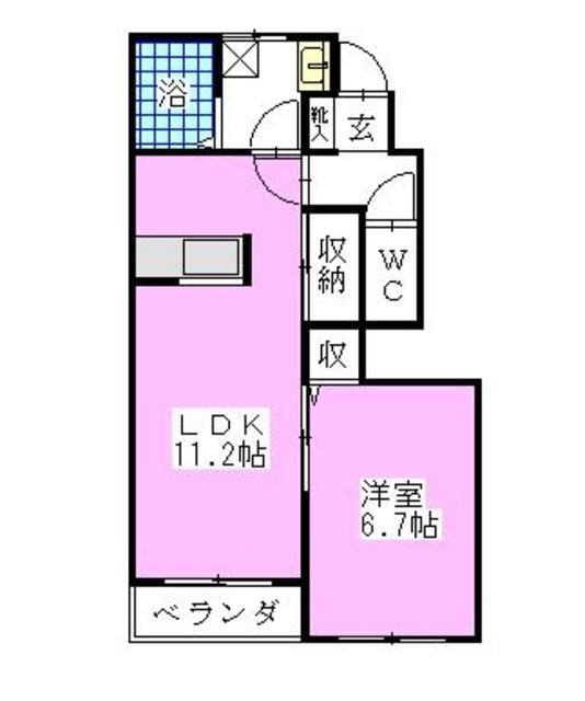ブリーズ東海神C棟(1LDK/1階)の間取り写真