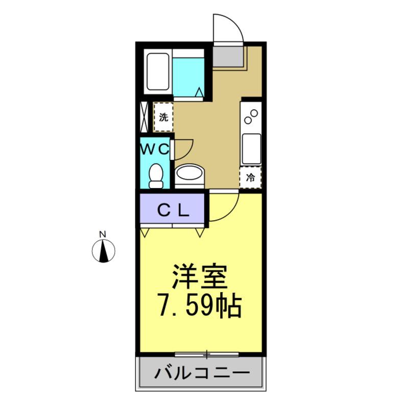 グローバルJ(1K/1階)の間取り写真