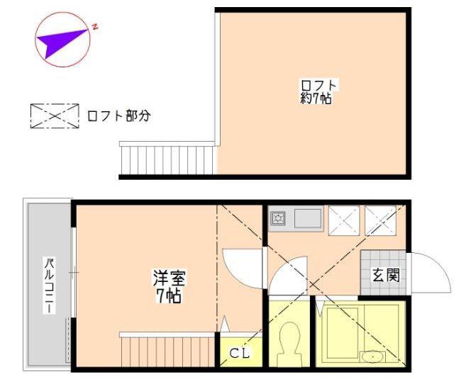 サンプラトー(1K/2階)の間取り写真