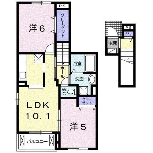 エレガンテI(2LDK/2階)の間取り写真