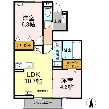 アルネオ(2LDK/1階)の間取り写真