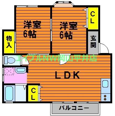 メゾン広谷3号棟(2LDK/2階)の間取り写真