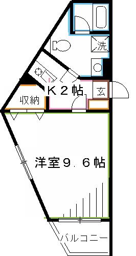 ボナールKG(1K/3階)の間取り写真