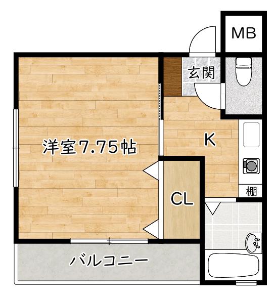 プレジャーコート I(1K/2階)の間取り写真