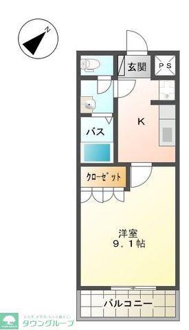 エスポアール(1K/2階)の間取り写真