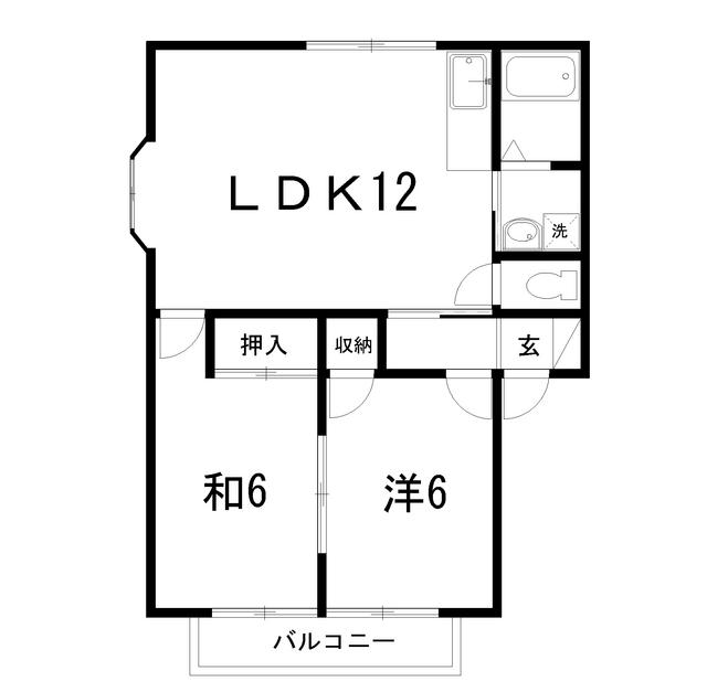 サンビレッジF(2LDK/1階)の間取り写真