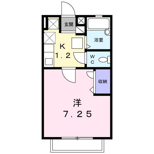 ベルスクエアB(1K/1階)の間取り写真