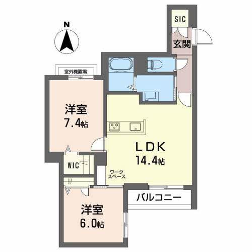 リオリエント華陽(2LDK/3階)の間取り写真