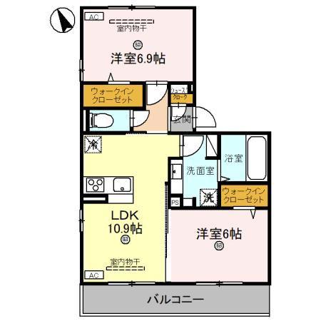 DーREGALO勝見(2LDK/2階)の間取り写真