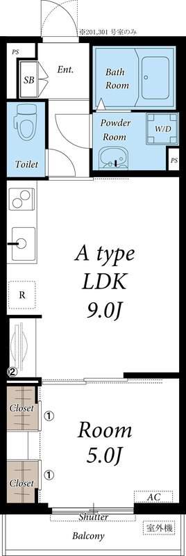 リブリ・アヴニール・ドレ(1LDK/2階)の間取り写真