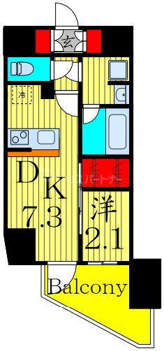 アジールコート町屋(1DK/13階)の間取り写真