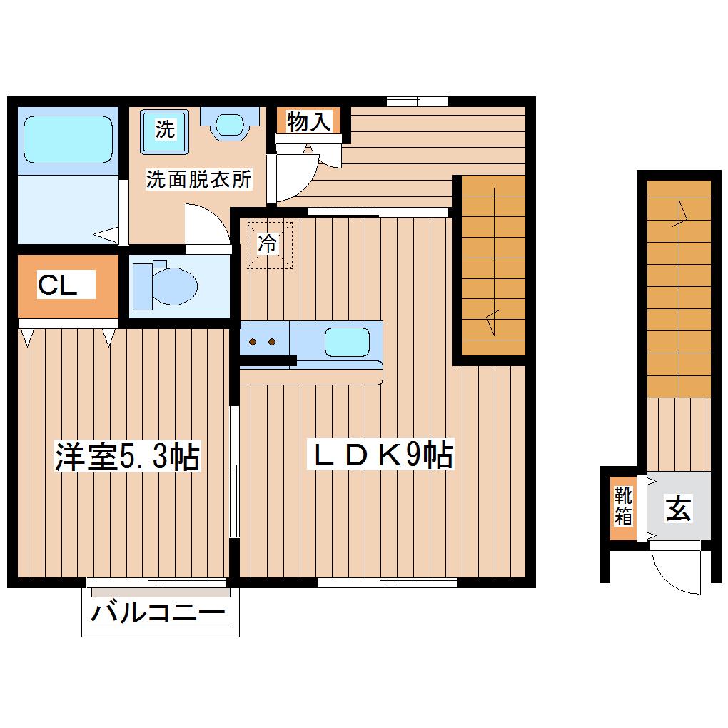 WIN SAKAE(1LDK/2階)の間取り写真