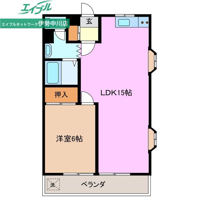 ハイム中川 I(1LDK/3階)の間取り写真