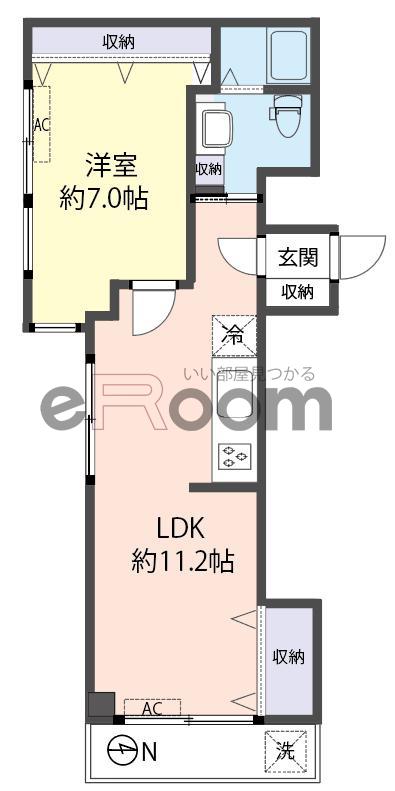 豊島ヶ丘ハウス(1LDK/5階)の間取り写真