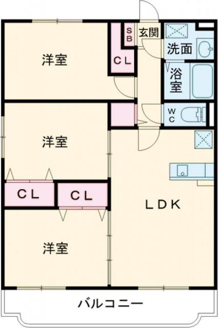 ピュアサファイアII(3LDK/2階)の間取り写真
