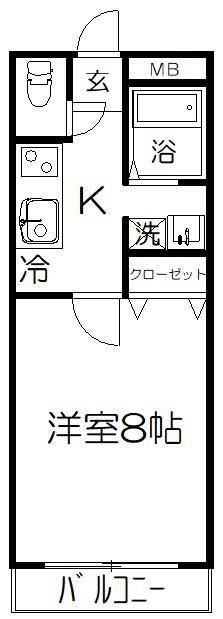 パークサイド土呂(1K/2階)の間取り写真