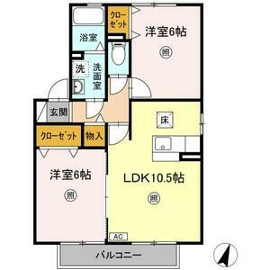 ガーデンスクエア A(2LDK/1階)の間取り写真