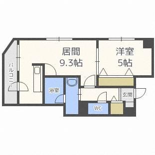 ノースアージュ中島公園(1LDK/9階)の間取り写真
