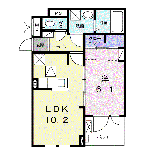 ベル アンジュ(1LDK/1階)の間取り写真