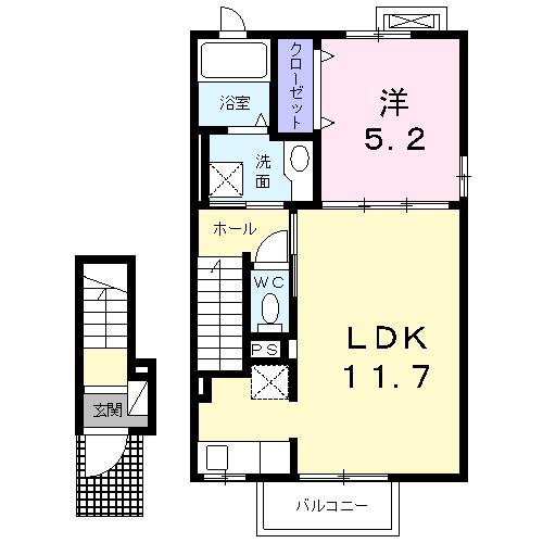 メゾン七番館(1LDK/2階)の間取り写真