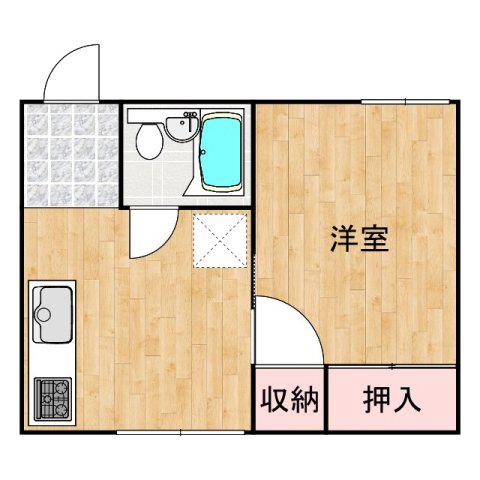 霞町ビル(1DK/3階)の間取り写真