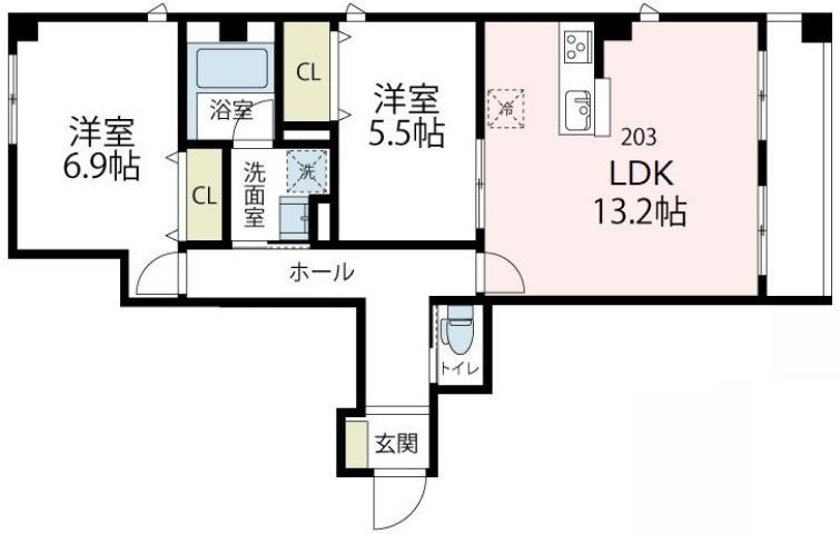 アバンティ カワサキ(2LDK/2階)の間取り写真