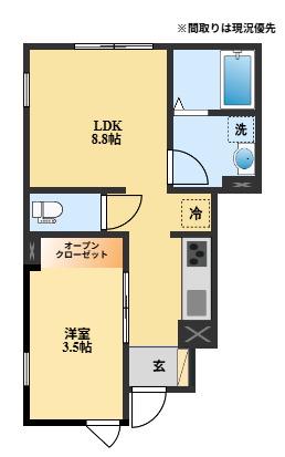 ラ・フォンターナ(1LDK/1階)の間取り写真