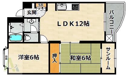 ガーデンハイツ鈴蘭(2LDK/2階)の間取り写真