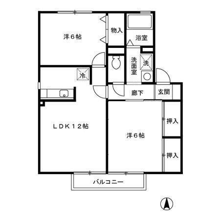 ウィルコート志比田(2LDK/2階)の間取り写真