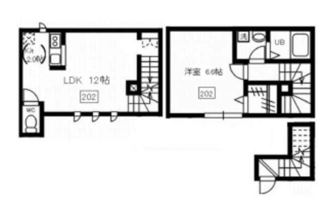 ジェネシス門前仲町(1LDK/2階)の間取り写真