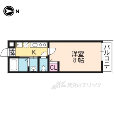 ウイング・ウッド東山(1K/3階)の間取り写真