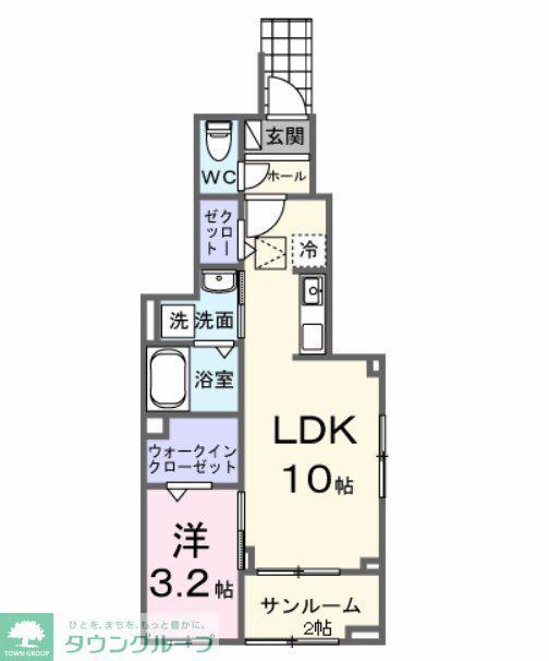 ヒカルサ西東京向台イースト(1LDK/1階)の間取り写真