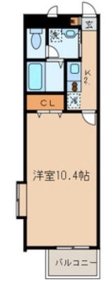 アンプルールフェールKOKI(1K/3階)の間取り写真