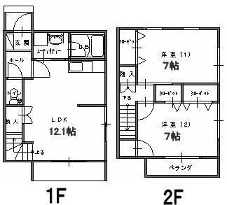 シャン・ド・フルール B(2LDK/1階)の間取り写真