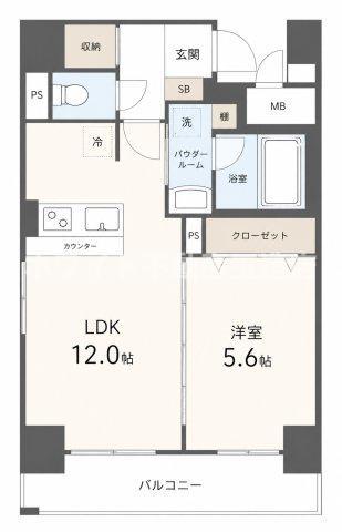 HISTOIRE玉造(1LDK/5階)の間取り写真