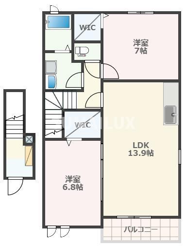 グランソレイユ B(2LDK/2階)の間取り写真