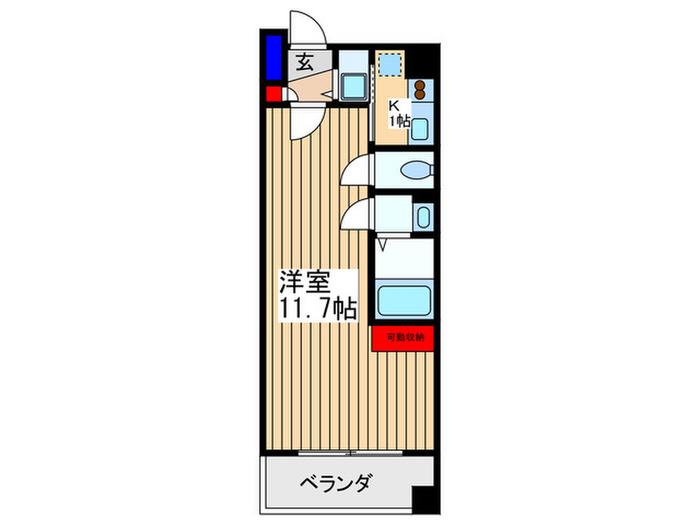 アクアタウンイーストⅠ(1K/2階)の間取り写真
