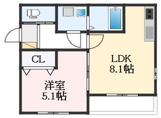 ル・ミュール(1LDK/3階)の間取り写真