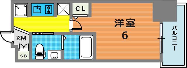 エステムプラザ神戸三宮ルクシア(1K/6階)の間取り写真